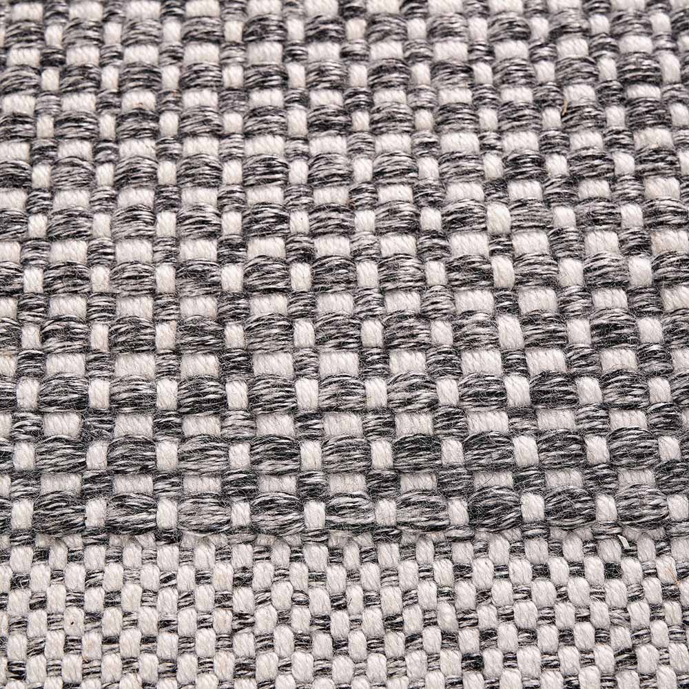Indoor Outdoor Recycled PET Yarn Graphite and White Basket Weave Design Rug