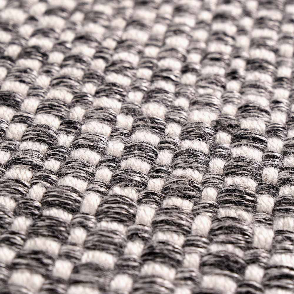 Indoor Outdoor Recycled PET Yarn Graphite and White Basket Weave Design Rug