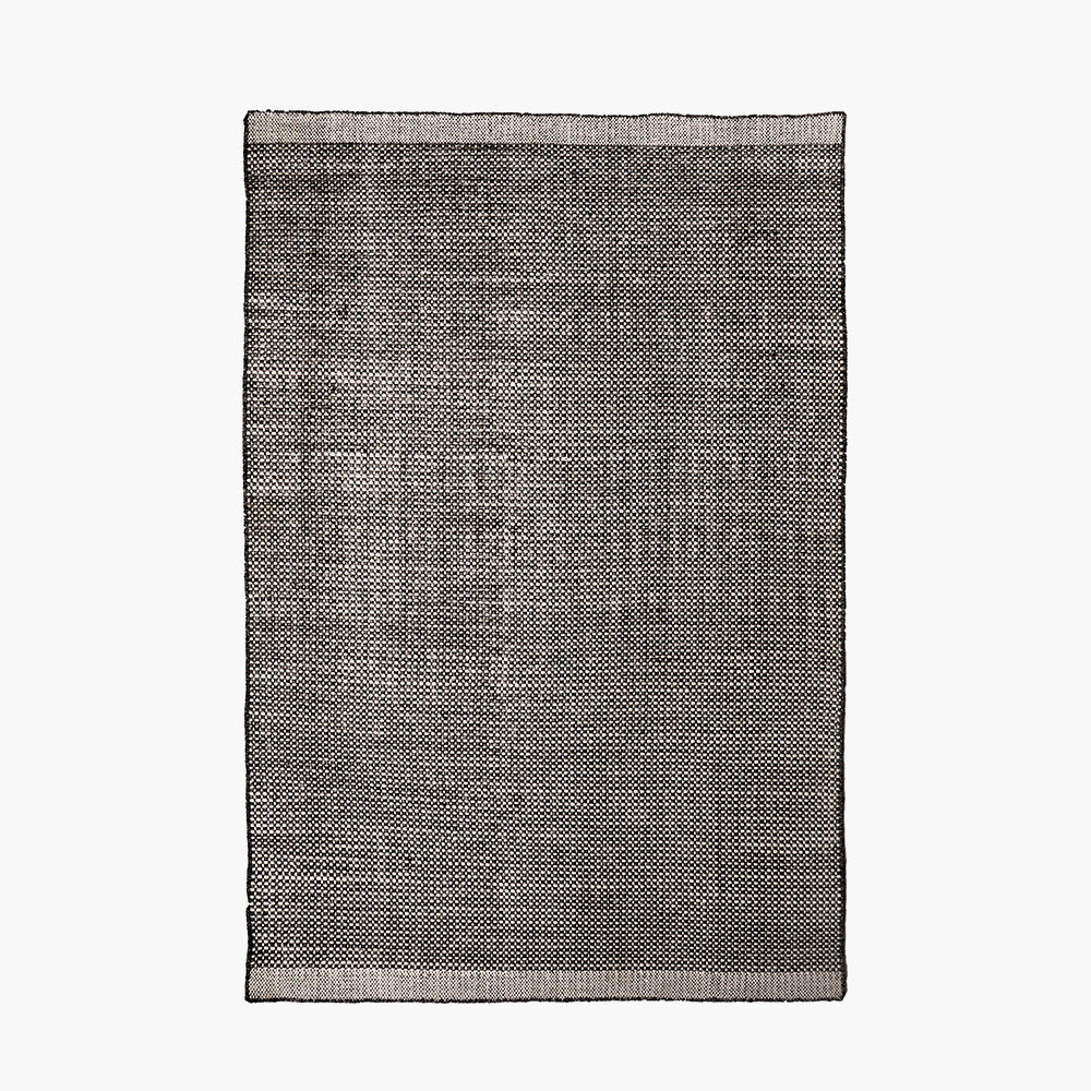 Indoor Outdoor Recycled PET Yarn Graphite and White Basket Weave Design Rug