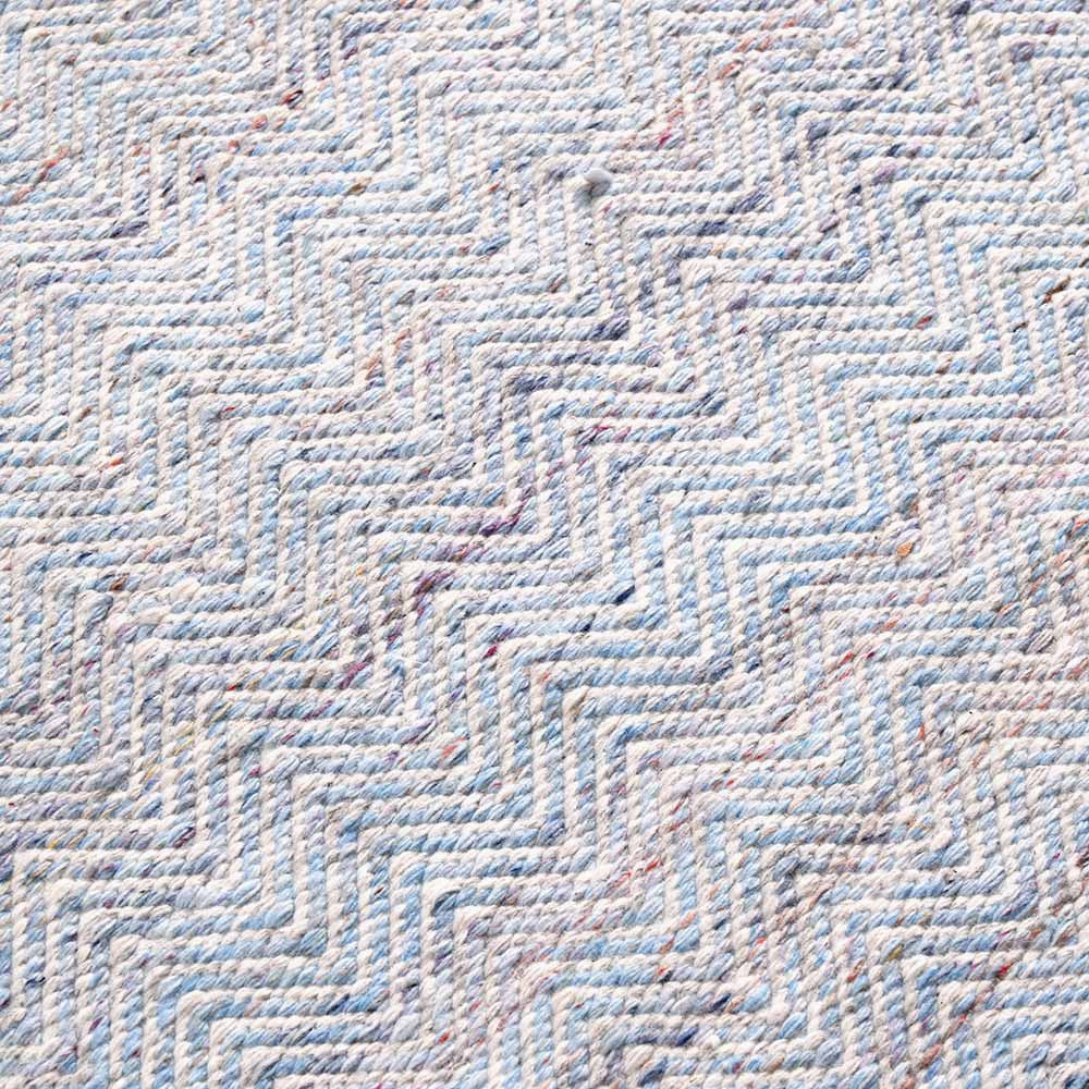 Indoor Outdoor Recycled PET Yarn Aqua, Blue and White Inca Design Rug