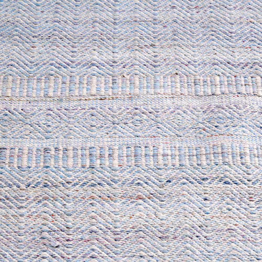 Indoor Outdoor Recycled PET Yarn Aqua, Blue and White Inca Design Rug