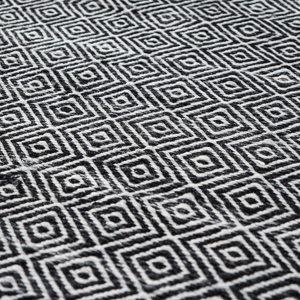 Indoor Outdoor Recycled PET Yarn Black and White Inca Design Rug