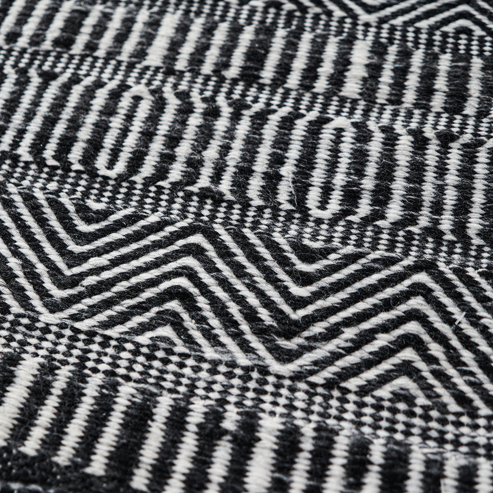 Indoor Outdoor Recycled PET Yarn Black and White Inca Design Rug