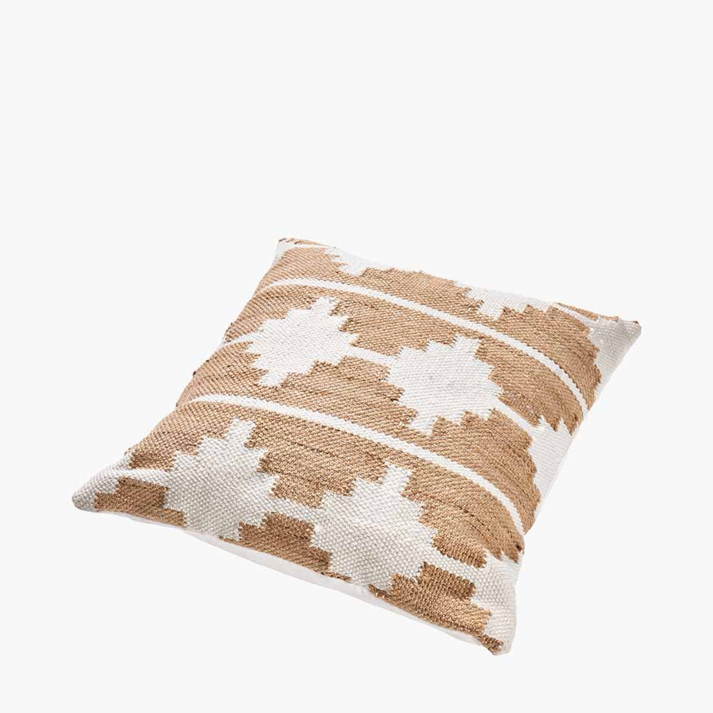 Indoor Outdoor Taupe and White Moroccan Design Scatter Cushion | OUTLET