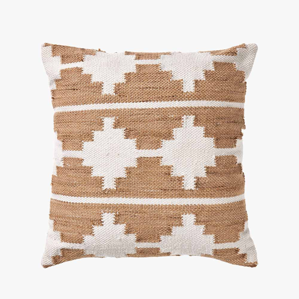 Indoor Outdoor Taupe and White Moroccan Design Scatter Cushion