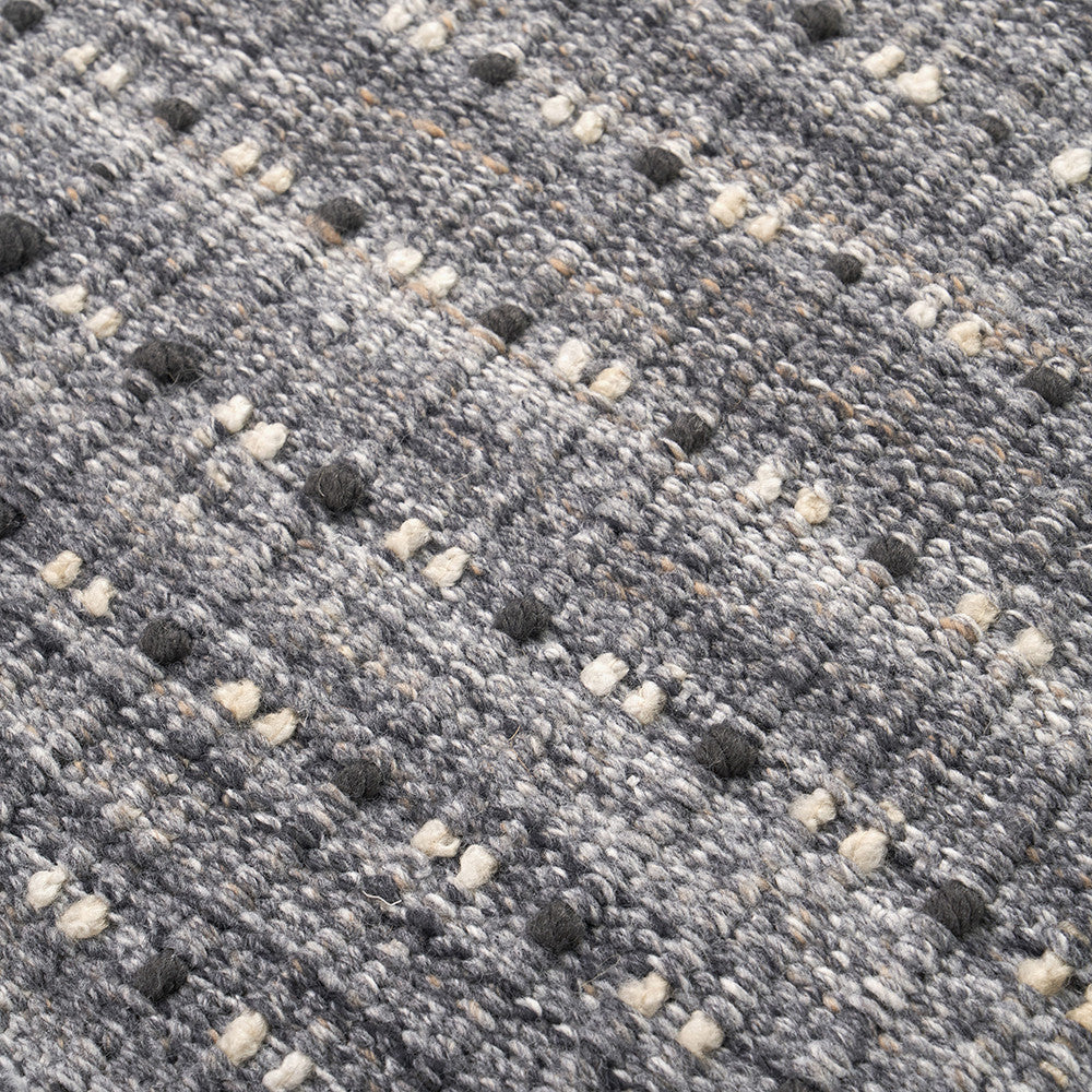 Indoor Outdoor Grey Double Stitch Design Rug Large