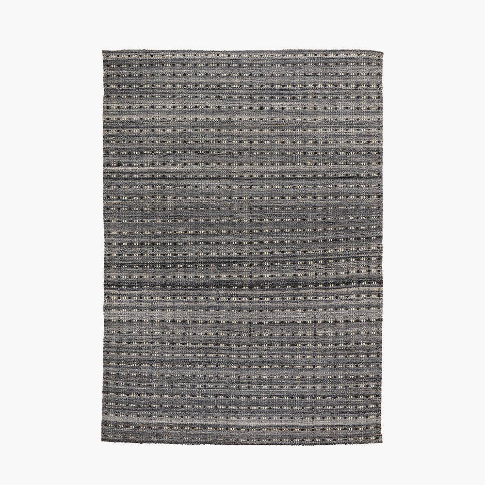 Indoor Outdoor Grey Double Stitch Design Rug