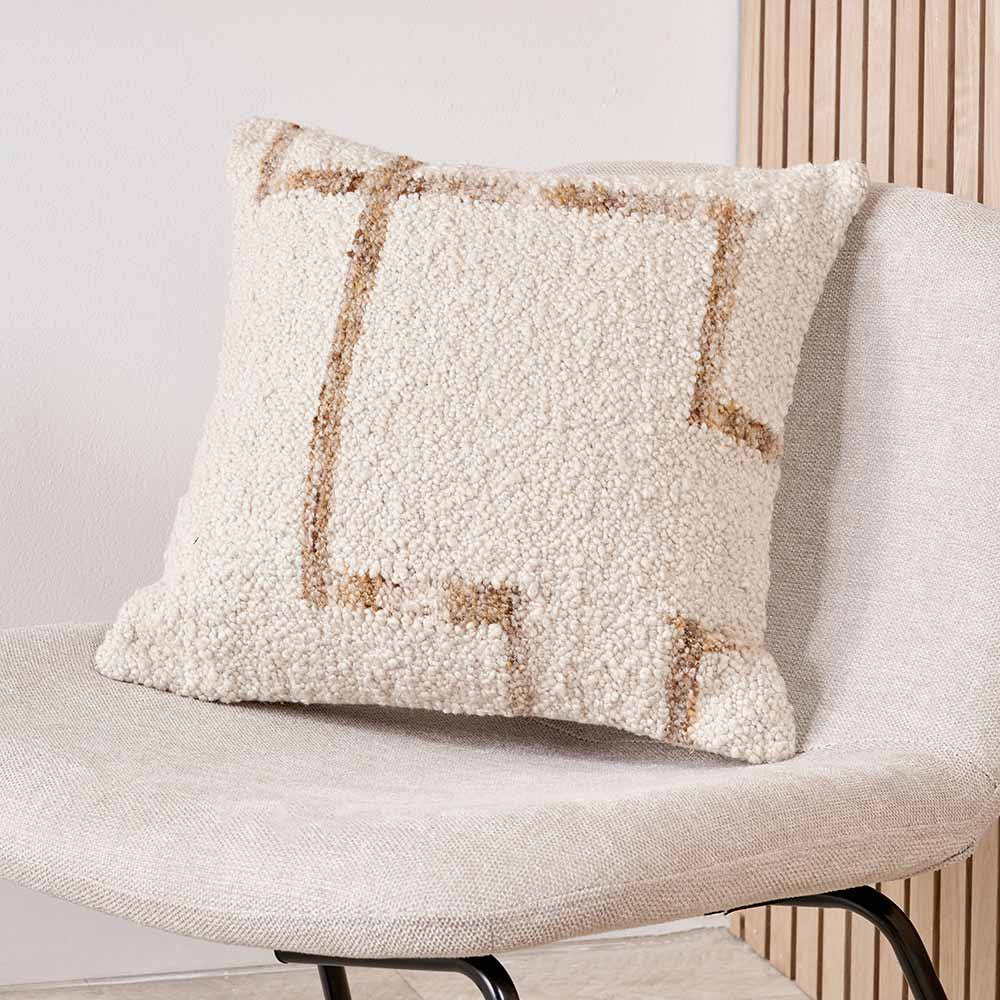 Indoor Outdoor Natural and Tan Fleck Design Scatter Cushion