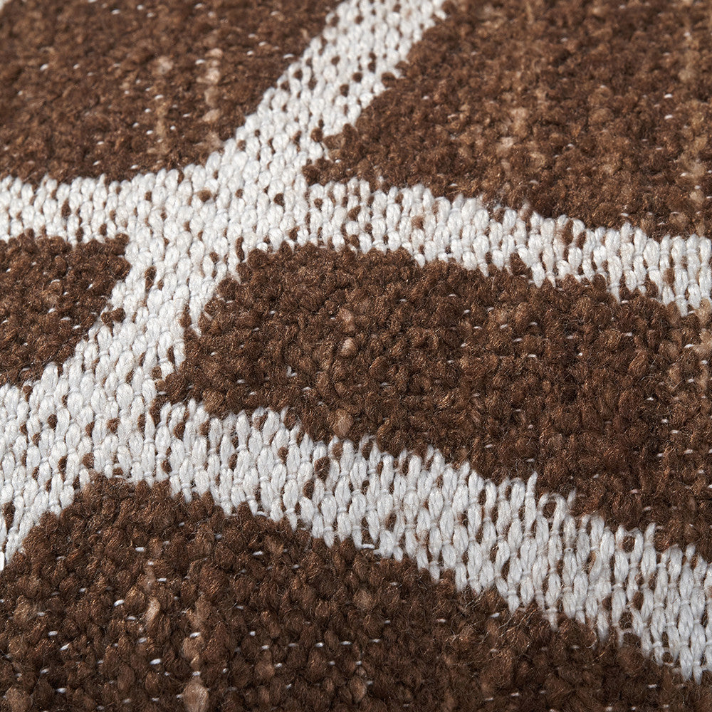 Indoor Outdoor Chocolate Brown and White Abstract Swirl Design Scatter Cushion