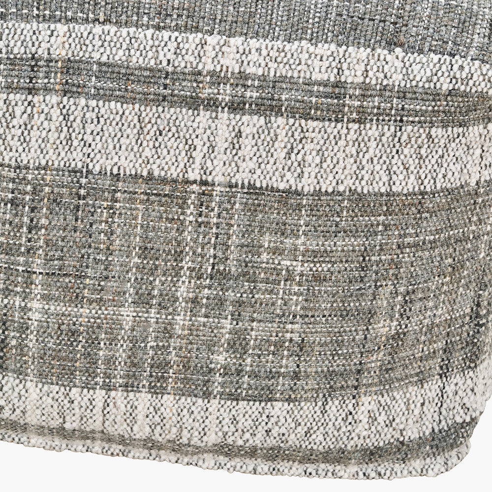 Indoor Outdoor Steel Grey and White Stripe Design Pouffe