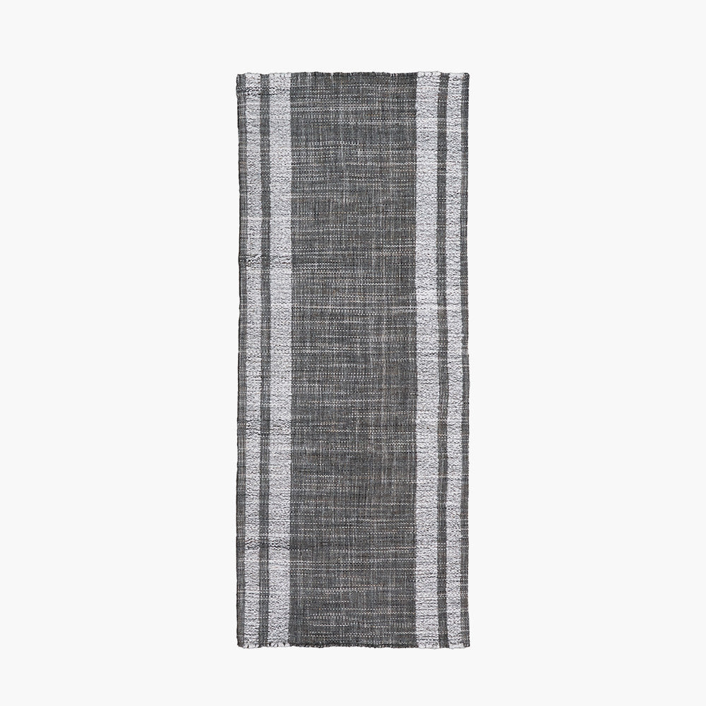 Indoor Outdoor Steel Grey and White Stripe Design Runner