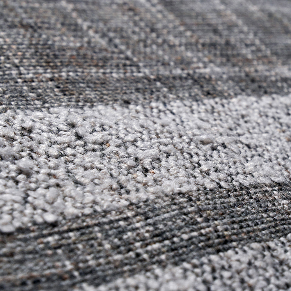 Indoor Outdoor Steel Grey and White Stripe Design Runner