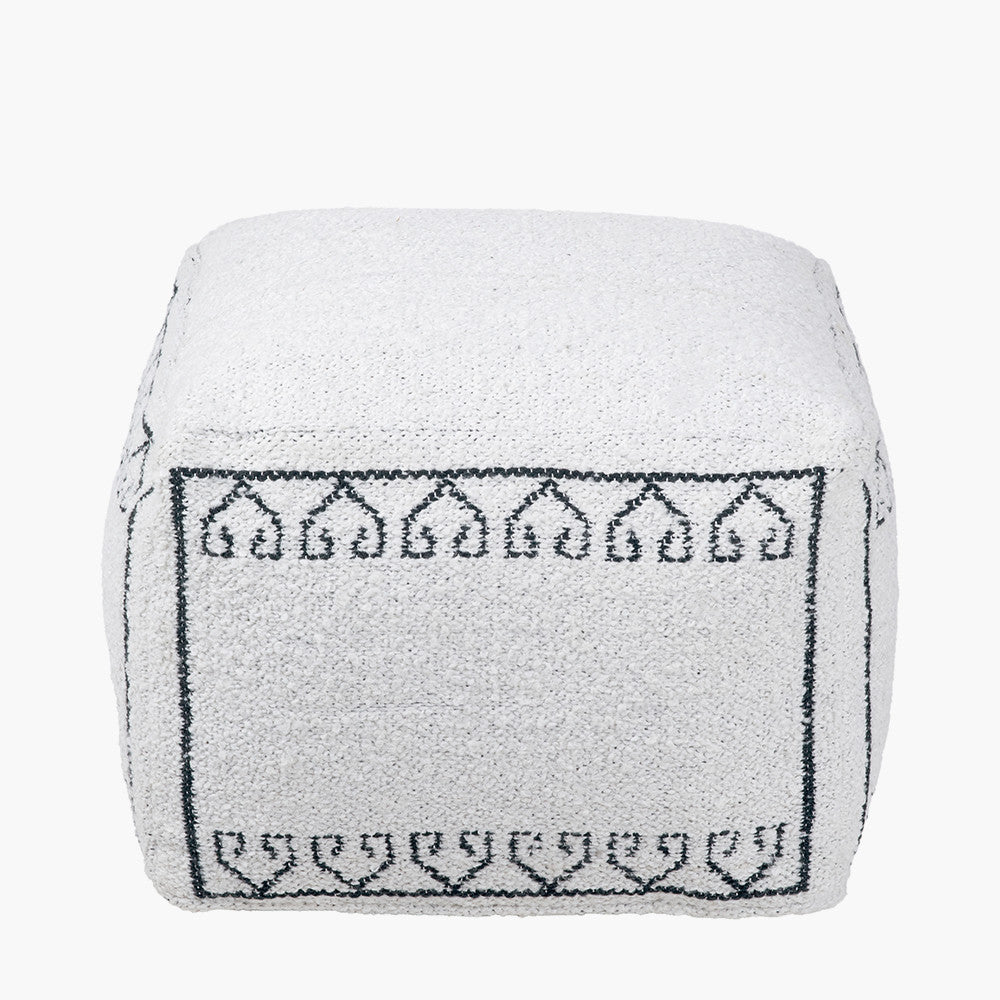 Indoor Outdoor White and Black Greek Key Design Pouffe