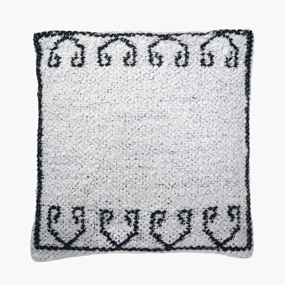 Indoor Outdoor White and Black Greek Key Design Scatter Cushion
