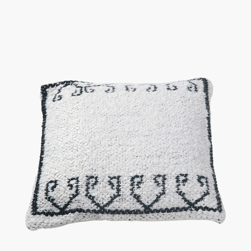 Indoor Outdoor White and Black Greek Key Design Scatter Cushion