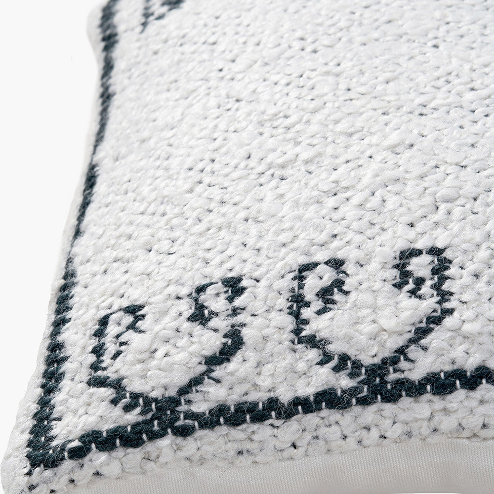 Indoor Outdoor White and Black Greek Key Design Scatter Cushion