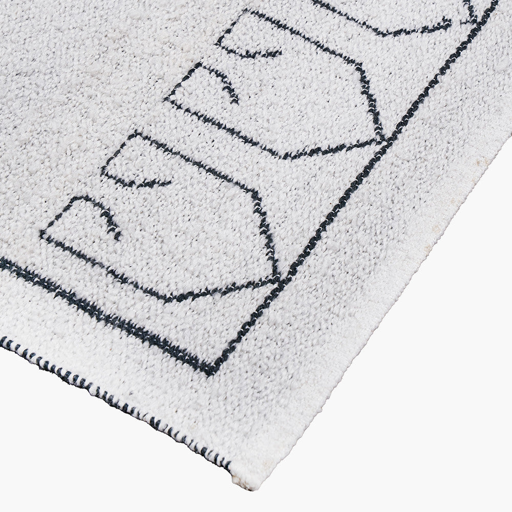 Indoor Outdoor White and Black Greek Key Design Rug Large