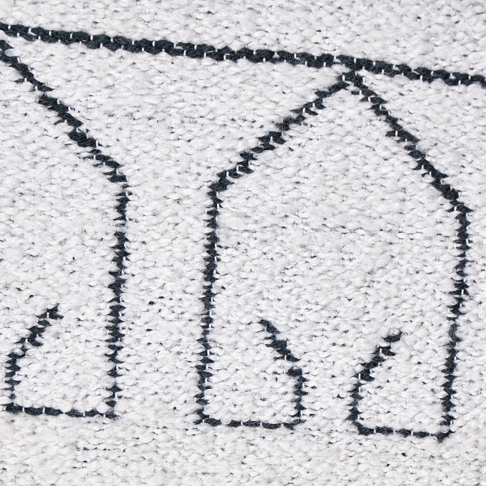 Indoor Outdoor White and Black Greek Key Design Rug Large
