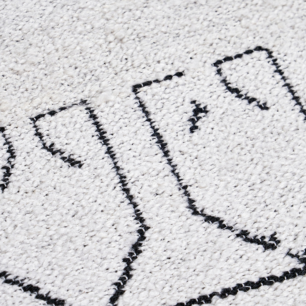 Indoor Outdoor White and Black Greek Key Design Rug Large