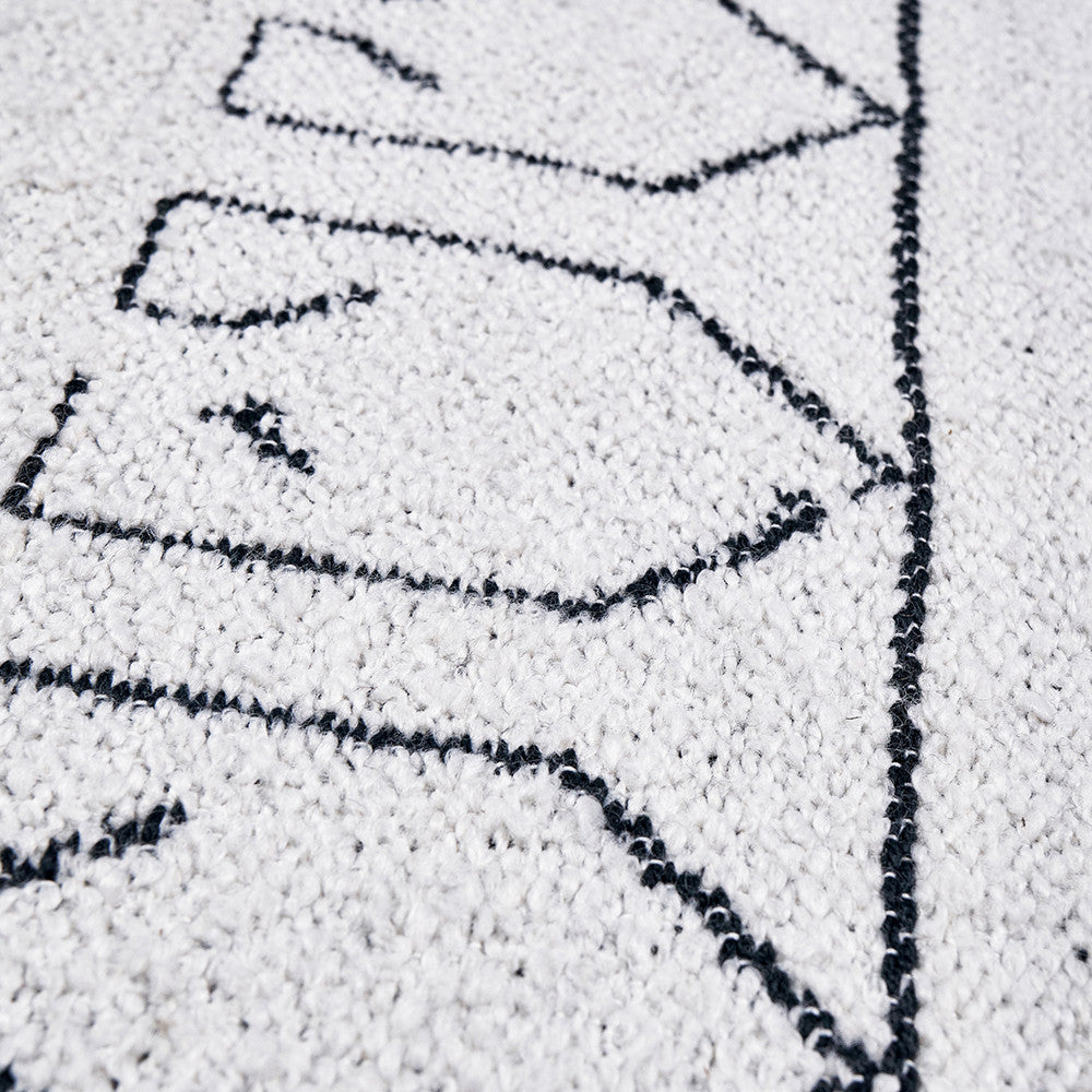 Indoor Outdoor White and Black Greek Key Design Rug