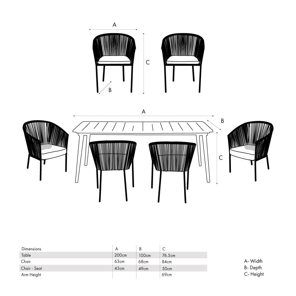 Reims Dining Set Grey