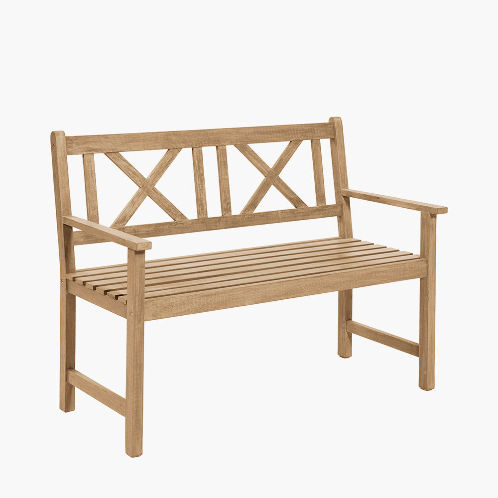 Cambridge Light Teak 2 Seater Acacia Wood Bench K/D