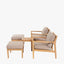 Malta Light Teak Finish 5 Piece Hocker Set