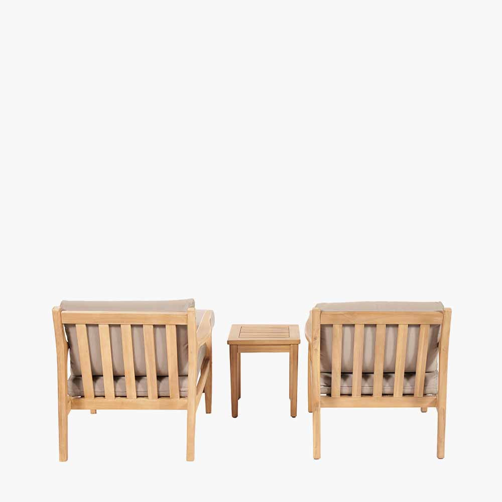 Malta Light Teak Finish 5 Piece Hocker Set