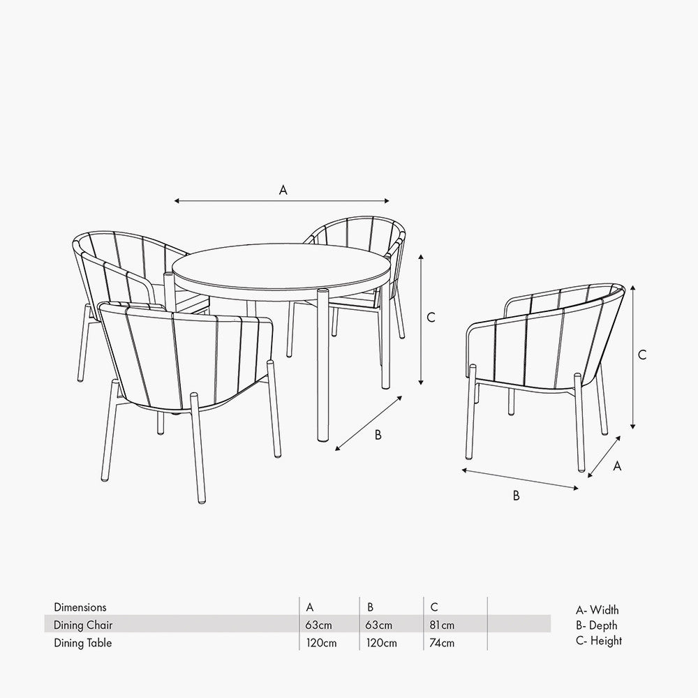 Nevada Putty Outdoor 4 Seater Round Dining Set