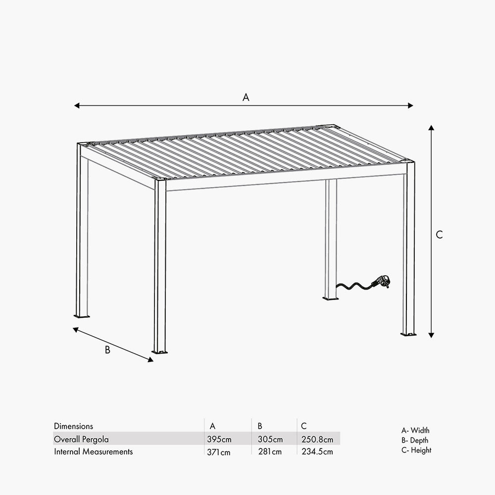 Abierto Full Electric 3m x 4m inc LED complete with 2 x 3m and 1 x 4m Electric Blinds, Delivery and Installation