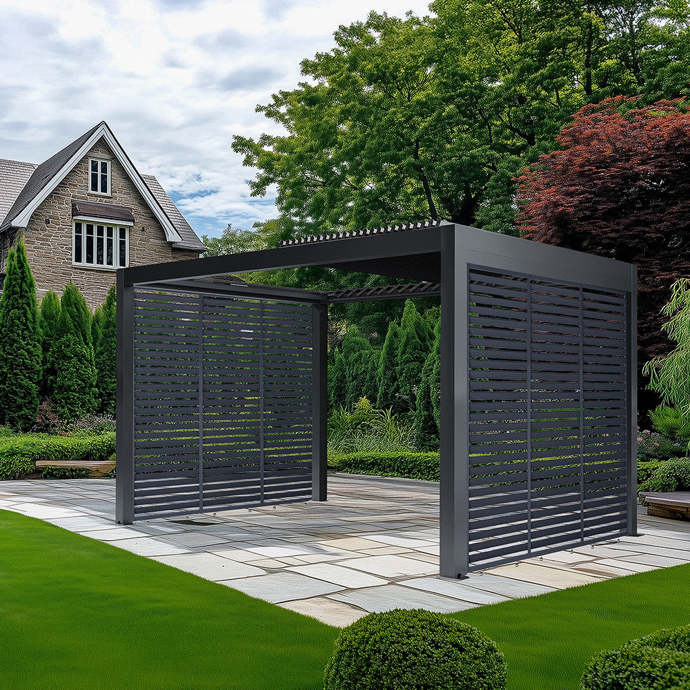 Abierto Full Electric 3m x 4m inc LED complete with 2 x 3m Fixed Louvre Panels, Delivery and Installation