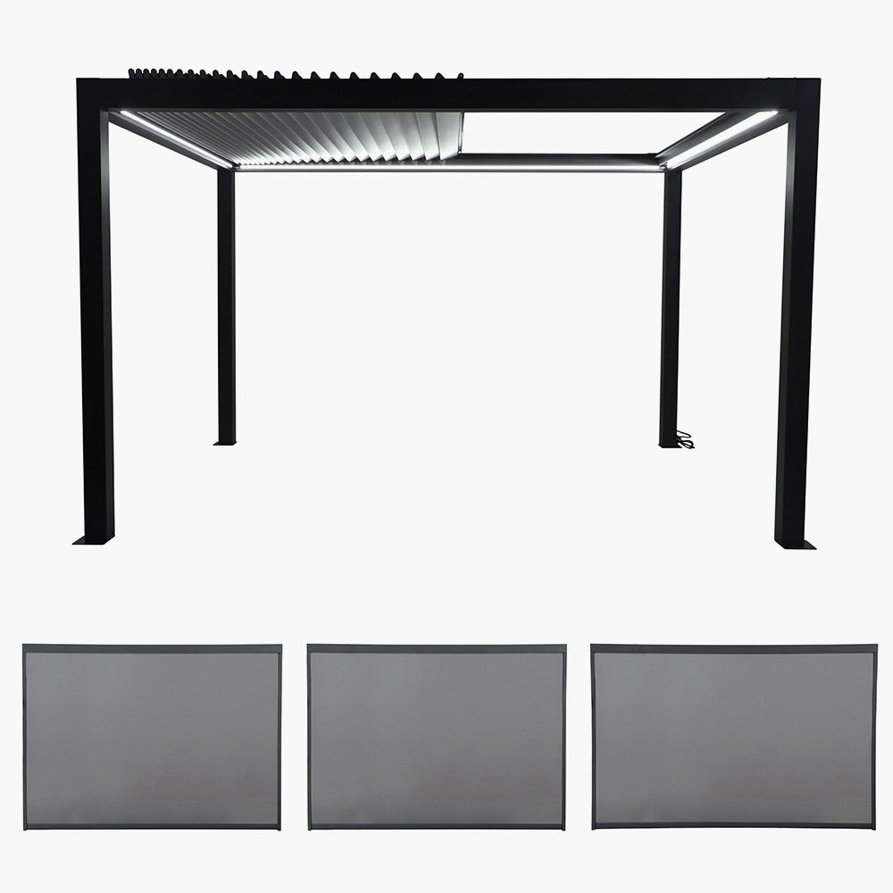 Abierto Full Electric 3m x 4m inc LED complete with 2 x 3m and 1 x 4m Manual Blinds