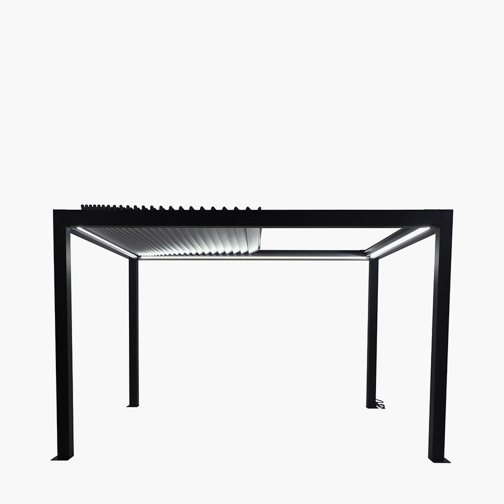 Abierto Full Electric 3m x 4m inc LED complete with 1 x 4m Fixed Louvre Panel & 2 x 3m Manual Blinds