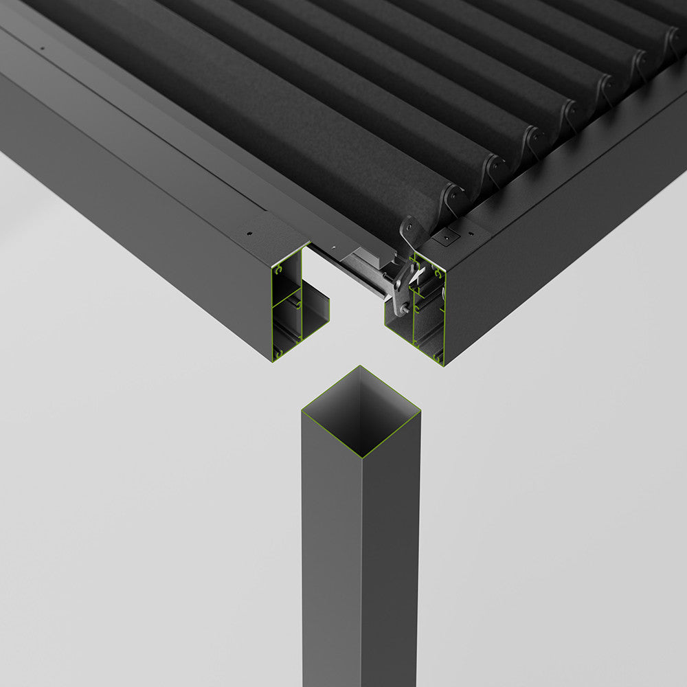 Abierto Full Electric 3m x 4m inc LED complete with 1 x 4m Fixed Louvre Panel & 2 x 3m Manual Blinds