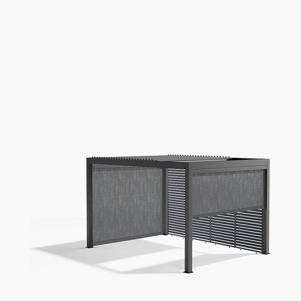 Abierto Full Electric 3m x 4m inc LED complete with 1 x 4m Fixed Louvre Panel & 2 x 3m Manual Blinds