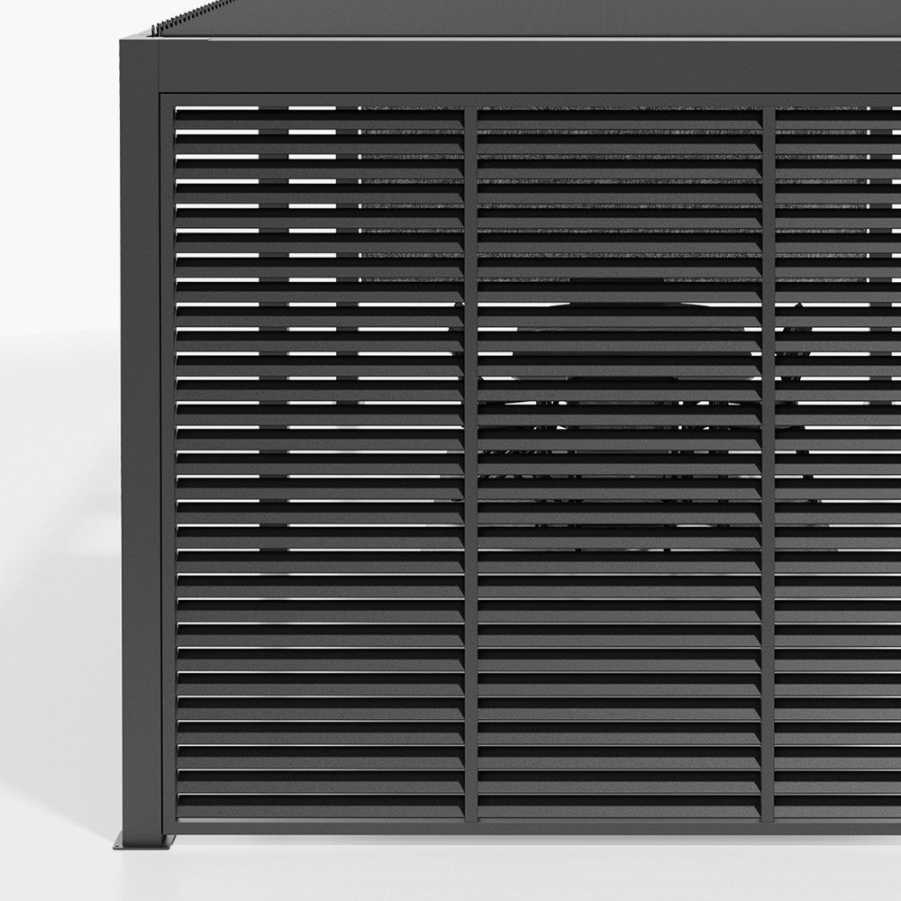 Abierto Full Electric 3m x 4m inc LED complete with 2 x 3m Fixed Louvre Panels & 1 x 4m Manual Blind