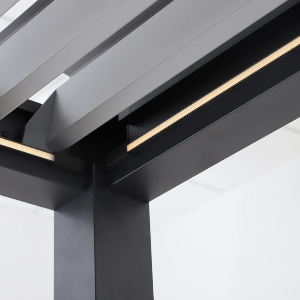 Abierto Full Electric 3m x 4m inc LED complete with 2 x 3m Fixed Louvre Panels & 1 x 4m Manual Blind