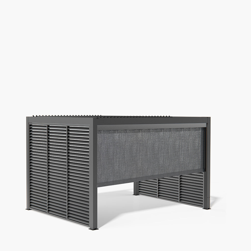 Abierto Full Electric 3m x 4m inc LED complete with 2 x 3m Fixed Louvre Panels & 1 x 4m Manual Blind