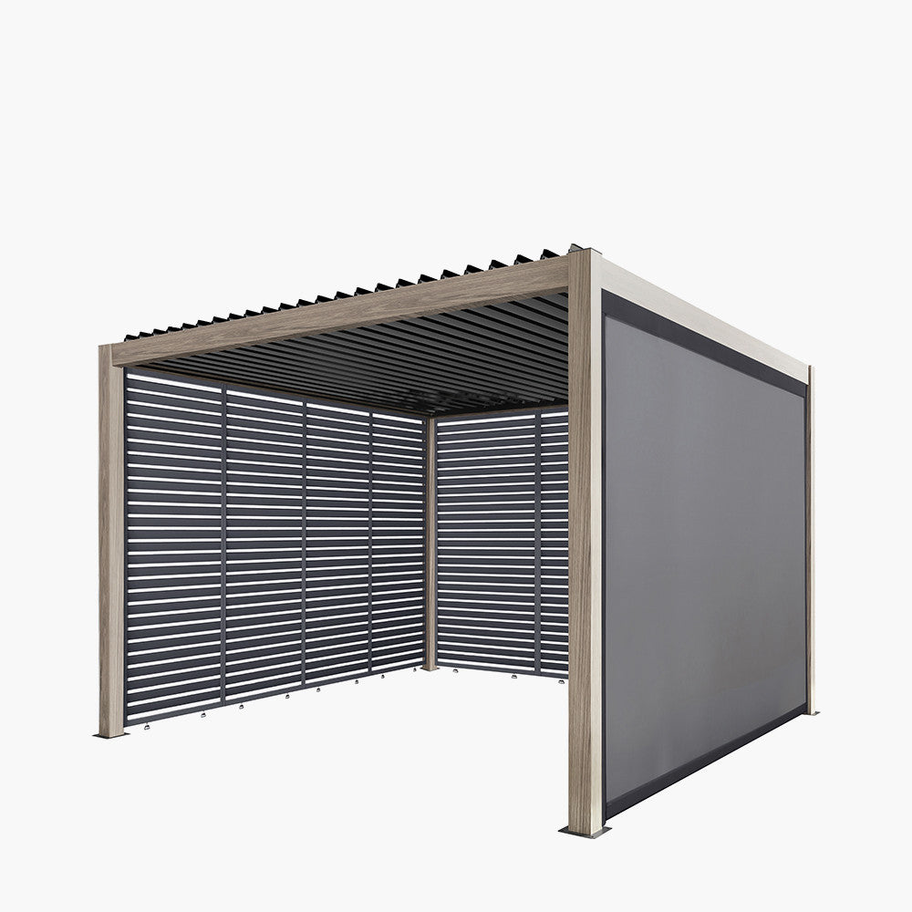 Pavillo Teak 3.5m x 3.5m Pergola, Pavillo Louvre Front/Back Panel Long, Pavillo Louvre Side Panel Short, Pavillo Side Blind Short, Delivery and Installation