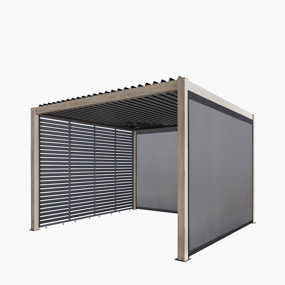 Pavillo Teak 3.5m x 3.5m Pergola, Pavillo Louvre Front/Back Panel Long, Pavillo Front/Back Blind Long, Pavillo Side Blind Short, Pavillo LED, Delivery and Installation