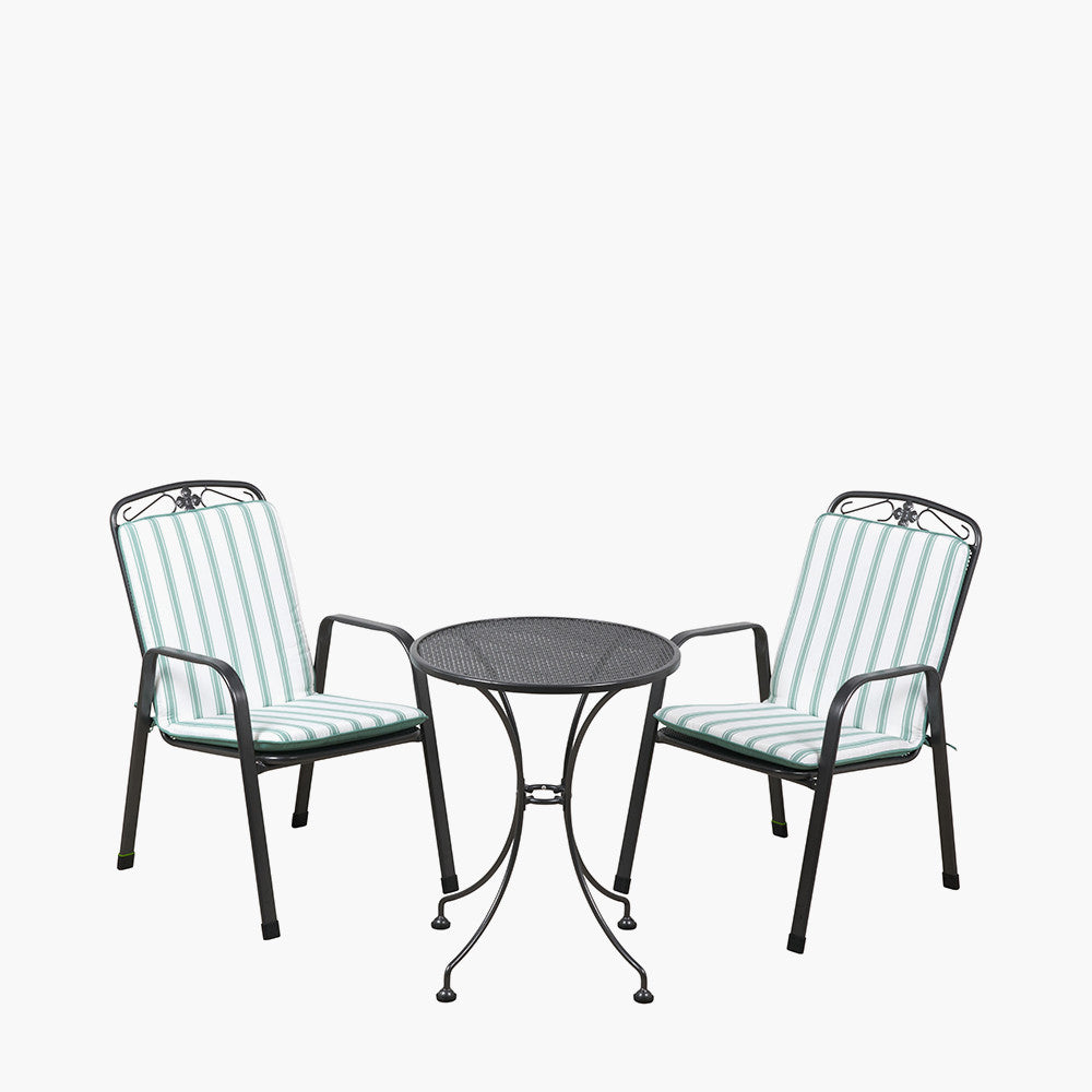 Savoy Bistro Set with Sage Green Striped/Plain Cushions
