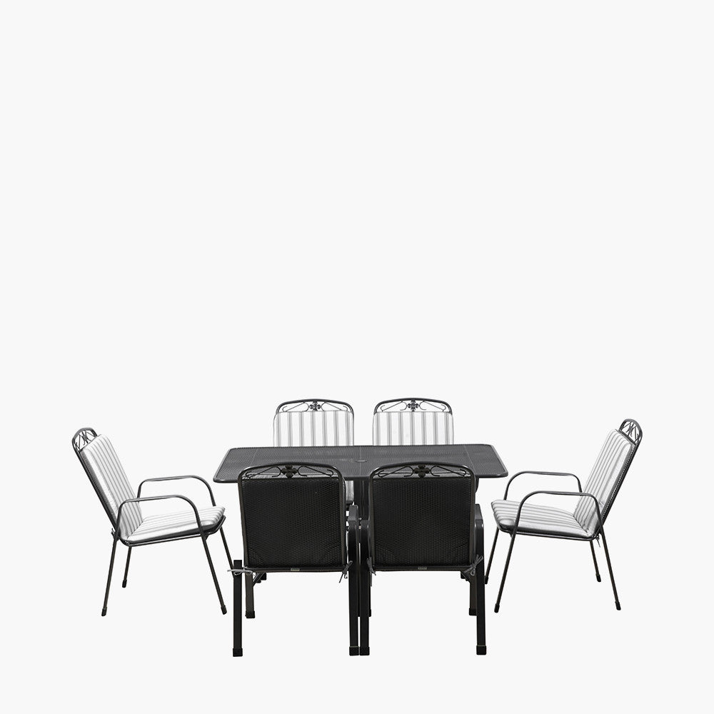Savoy Rectangular 6 Seater Dining Set with Grey Striped/Plain Cushions