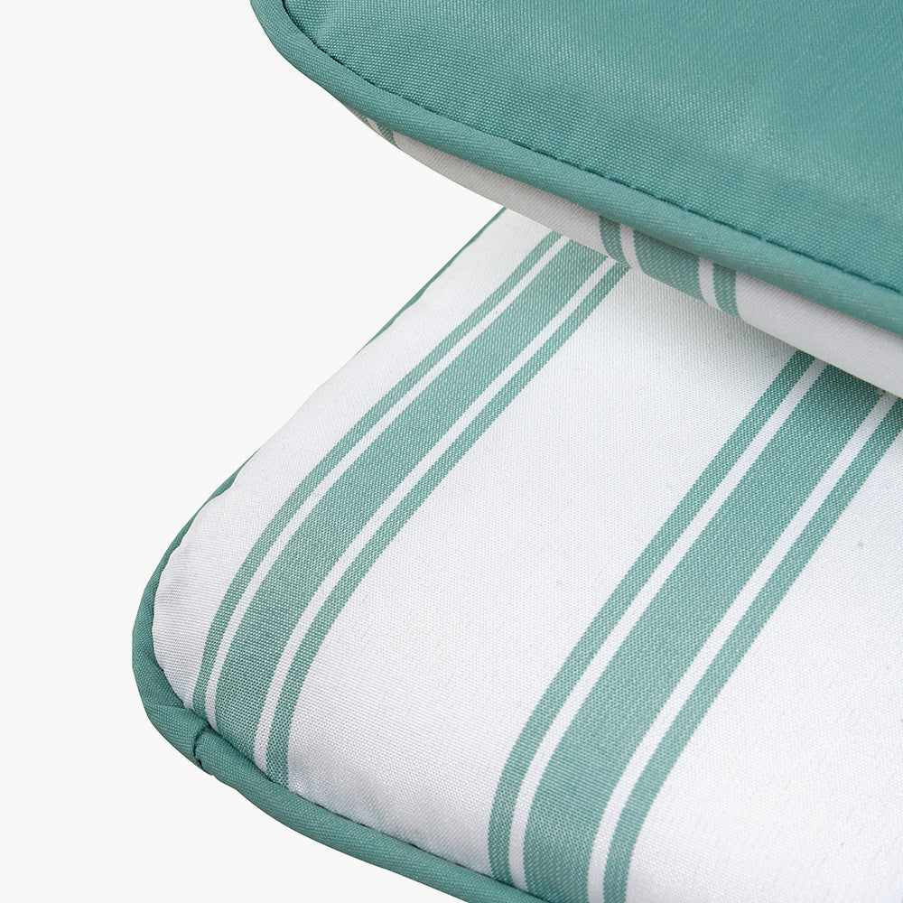 Savoy Round 4 Seater Dining Set with Sage Green Striped/Plain Cushions