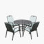 Savoy Round 4 Seater Dining Set with Sage Green Striped/Plain Cushions