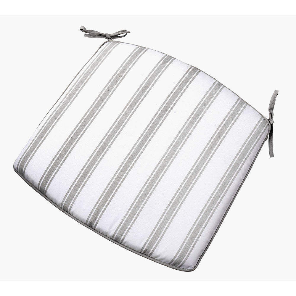 Cafe Latte Balcony Folding Round Set with Grey Striped/Plain Cushions