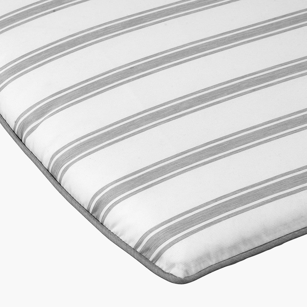Cafe Latte Balcony Folding Round Set with Grey Striped/Plain Cushions
