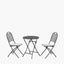 Cafe Latte Balcony Folding Round Set with Grey Striped/Plain Cushions
