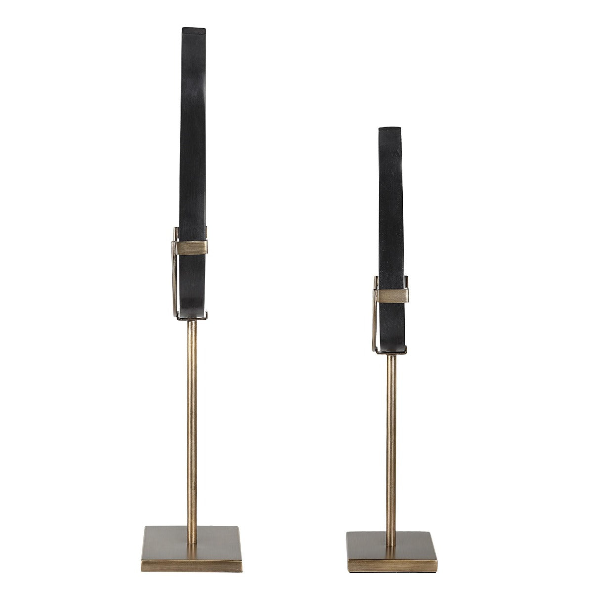 Abstract Flame Sculptures in Black - Set of 2