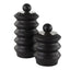 Accordion Black Wood Containers, Set of 2