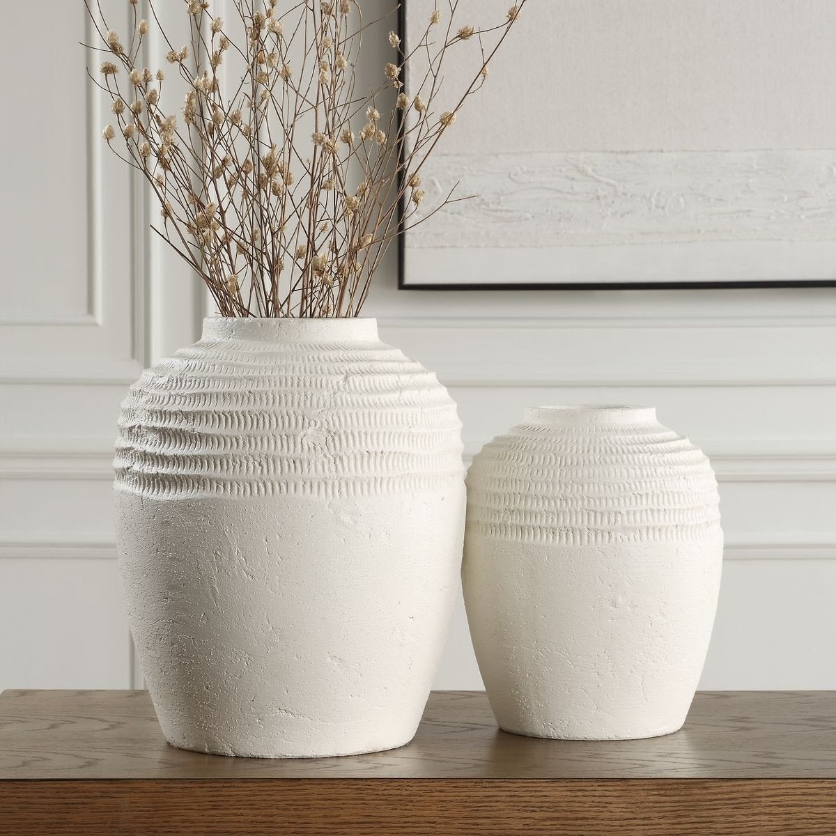 Luna Ridge White Ceramic Vases Set of 2